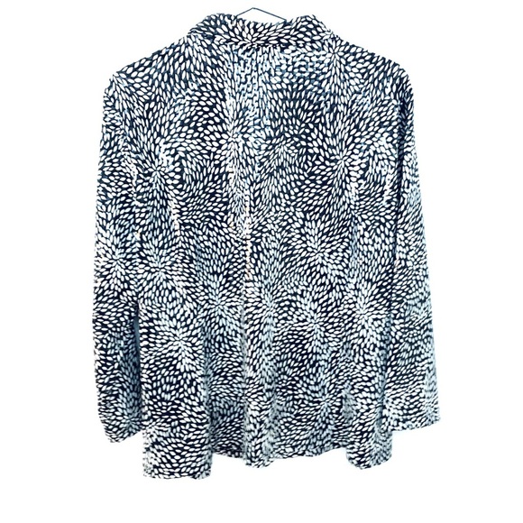 MISOOK Black White Abstract Floral w/Shiny Clear Squares Sequin Blazer - Picture 3 of 6